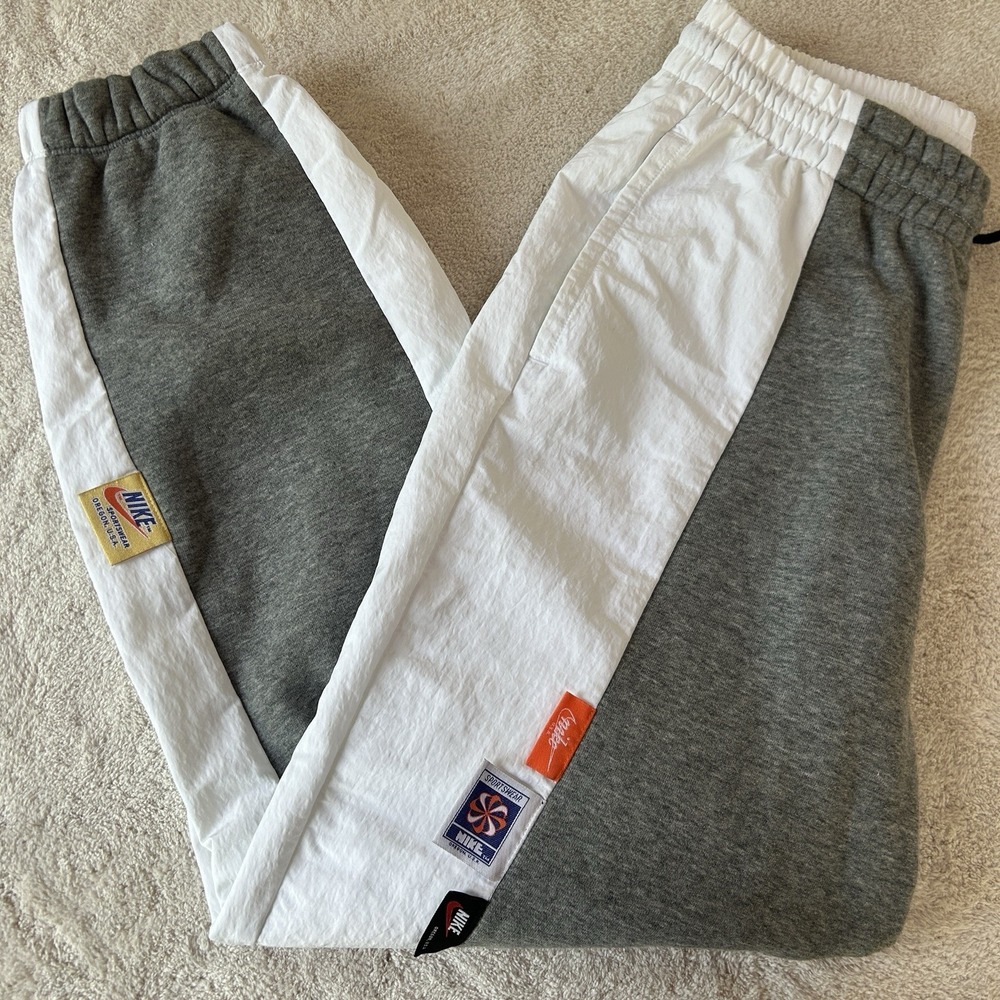 Nike Gray and White Track Jogger Pants